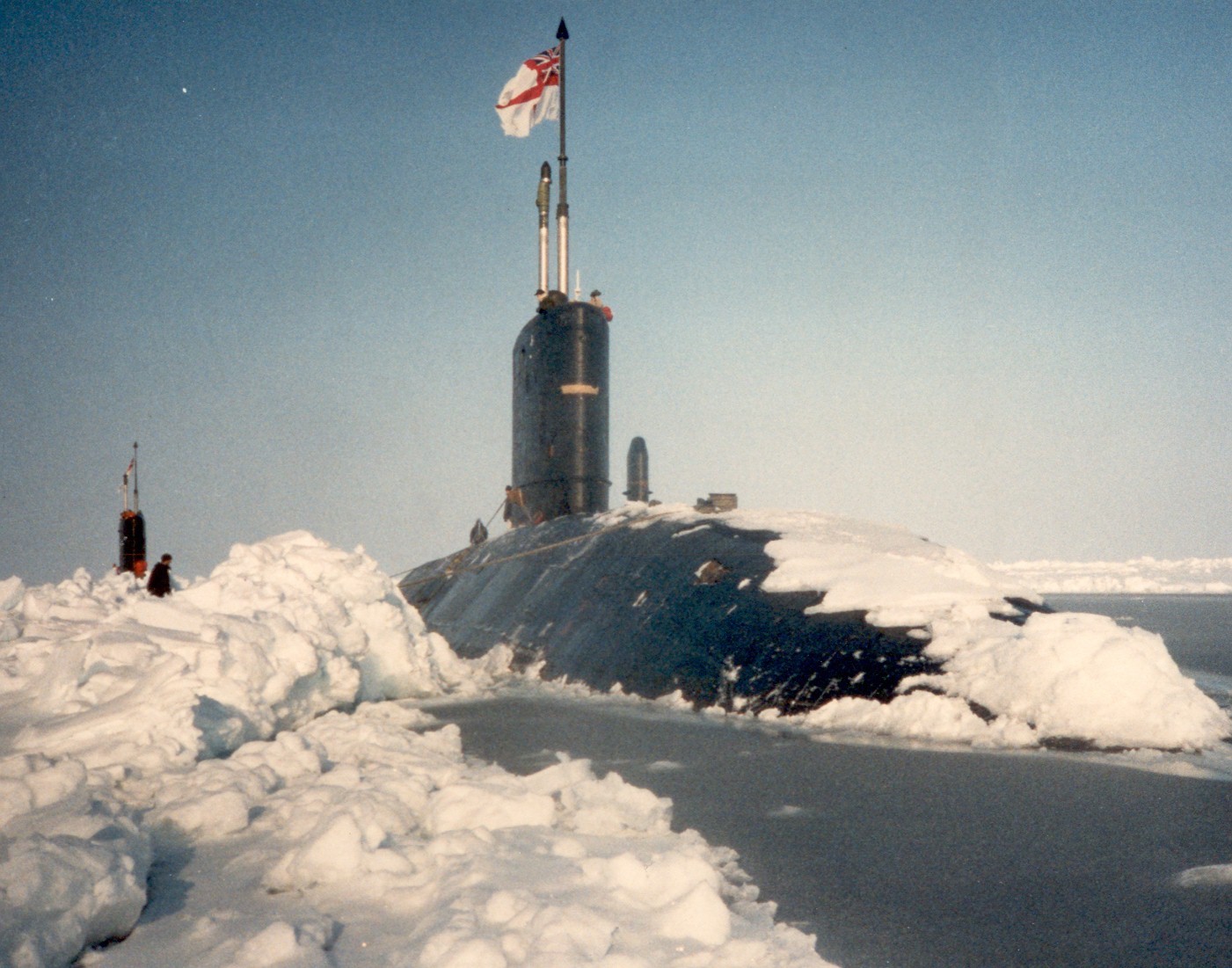 Two RN Submarines surface at the North Pole in 1988